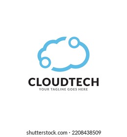 plantilla de diseños de logotipos en la nube, concepto de diseños de logotipos tecnológicos.