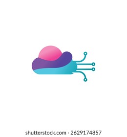 Cloud logo with electronic circuit lines