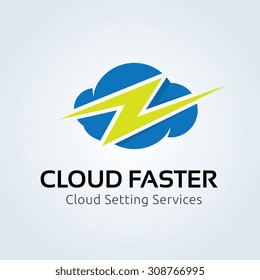 Cloud Logo, Cloud faster,Cloud computing, Thunder Logo,Vector Logo Template