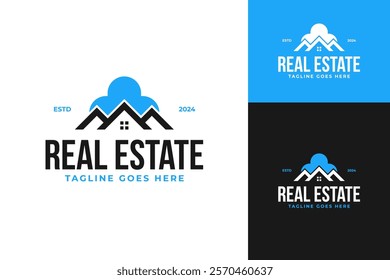 Cloud logo with house icon design template vector illustration