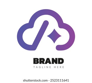 Elementos de Plantilla de diseño de icono de logotipo de nube. Utilizable para logotipos de marca, negocios y Tecnología.
