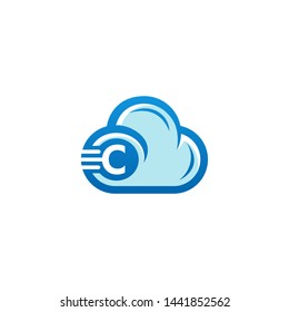 cloud logo icon with letter C vector