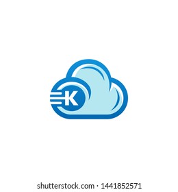 cloud logo icon with letter K vector illustratiom