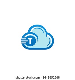 cloud logo icon with letter T vector