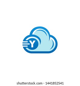 cloud logo icon with letter Y vector