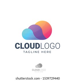 Cloud logo icon symbol design with three color scheme. Vector illustration