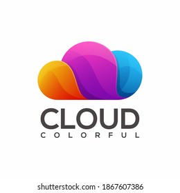 Cloud Logo Illustration Colorful Gradient Vector Design
