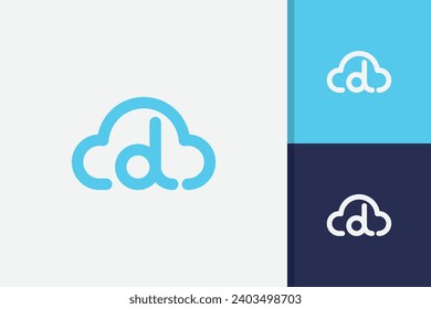 cloud logo with letter d logo design icon vector template