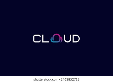 Cloud Logo, letter O as cloud in text cloud typography logo, vector illustration