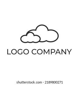 Cloud logo. Line, outline version, abstract cloud outline vector sign. Symbol, logo illustration. Computing cloud icon.
