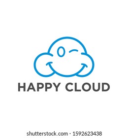 Cloud logo line style simple minimalist design.