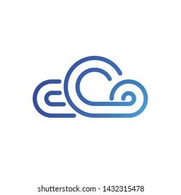 cloud logo with lines and concepts of modern technology