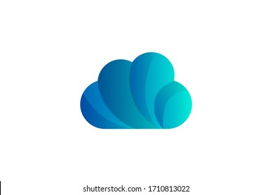 cloud logo modern looking cloud with awesome blue color, This logo would be perfect for online data storage, technology businesses, etc