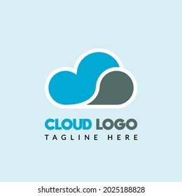 cloud logo in modern and simple style with light blue and bluish black color. suitable for online storage system logo. 