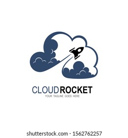 Cloud logo and rocket icon design combination, cloud  logo , 