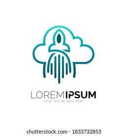 Cloud logo and rocket icon design combination, cloud  logo , 