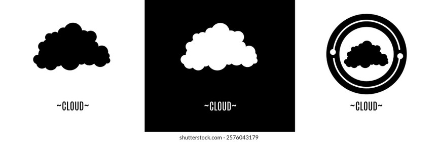 Cloud logo set. Collection of black and white logos. Stock vector.