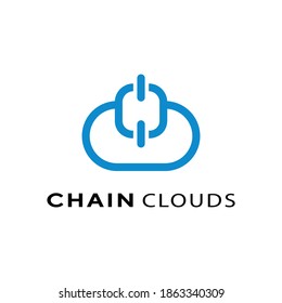 Cloud logo with technology design chain