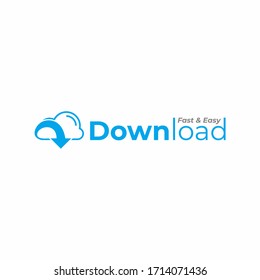 Cloud logo template, Download logotype,  Cloud with bent arrow vector design,  Download from cloud icon,