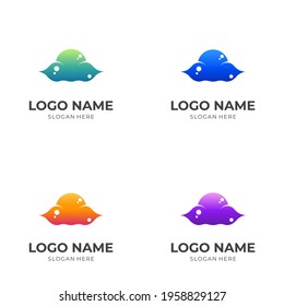 cloud logo template with flat colorful style