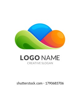 plantilla de logotipo en nube, estilo de logotipo 3d moderno en colores vibrantes degradados