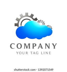 cloud logo with three circle gears above it.