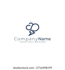 Logotipo de la nube y Plantilla del diseño del trueno, diseño del estilo de la línea