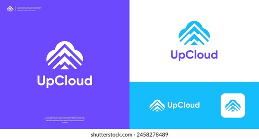 Cloud logo upload symbol logo design template.