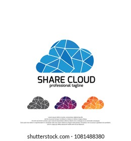 Cloud logo vector. Connected Dot Line Cloud Logo Template.