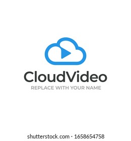 Cloud logo with video and cloud icons