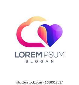 plantilla de logotipo colorido de amor en la nube