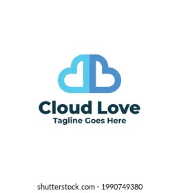 Cloud with Love, Heart symbol Logo Design