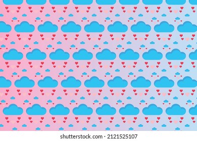 cloud love pattern with blue color with gradient background