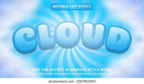 Cloud lover editable text effect with blue cartoon style Template