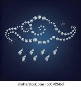 Cloud made up a lot of diamonds on the black background
