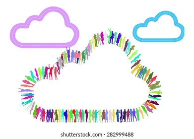 Cloud made of Vector Silhouettes Isolated 