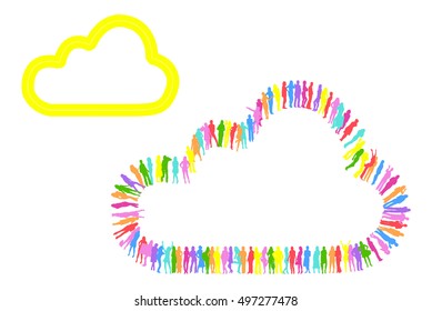 Cloud made of Vector Silhouettes Isolated 