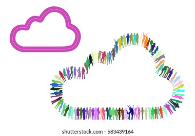 Cloud made of Vector Silhouettes Isolated 