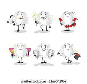the cloud magic group character. cartoon mascot vector