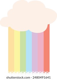 Wolke mit magischem Regenbogen und Sternen