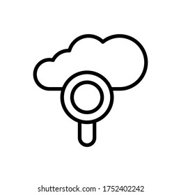 Nube, icono de ampliación. Línea simple, contorno de elementos vectores de iconos de almacenamiento de Internet para ui y ux, sitio web o aplicación móvil