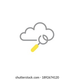 Cloud with magnifier line icon. linear style sign for mobile concept and web design. Cloud search outline vector icon. Data scan symbol, logo illustration. Vector graphics