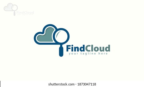 Cloud magnifying glass logo template. Vector