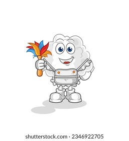 la mascota de la sirvienta en la nube. vector de dibujos animados