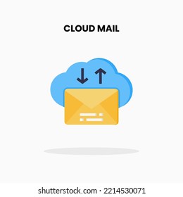 Cloud Mail flat icon. Vector illustration on white background.