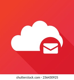 Cloud Mail Icon in flat style with long shadow
