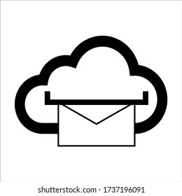 cloud with mail icon, flat vector concept