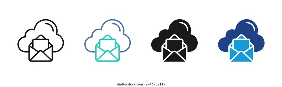 Cloud Mail icon set multiple style collection