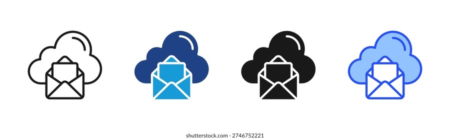 Cloud Mail icon set multiple style collection