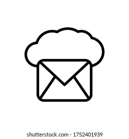 Nube, icono de correo. Línea simple, contorno de elementos vectores de iconos de almacenamiento de Internet para ui y ux, sitio web o aplicación móvil